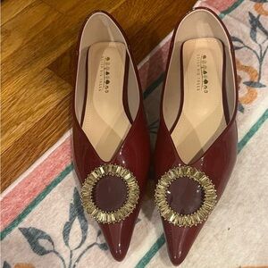 Elegant Burgundy Women's Shoes with Gold Accent